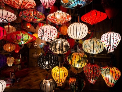 Handcrafted lanterns in ancient town