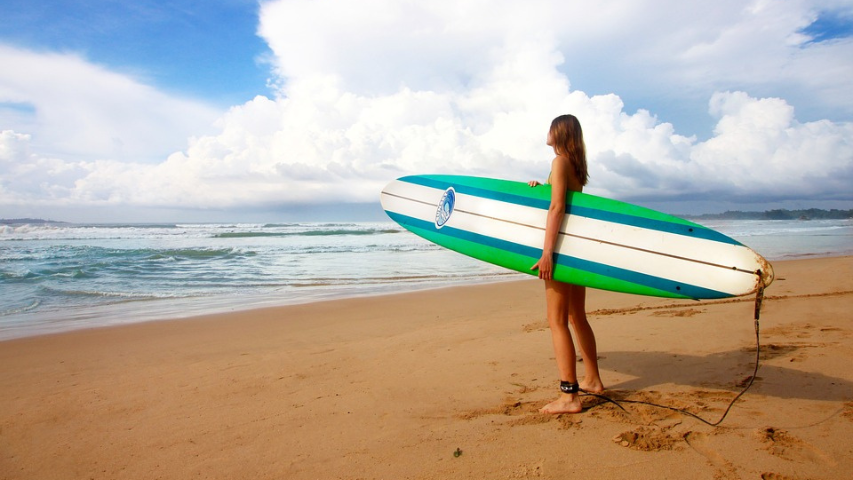 Surfing at Santorini's Beach